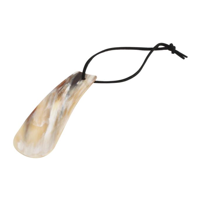 Redecker Schuhlöffel Schuhanzieher aus Horn mit Lederband 11,5 cm