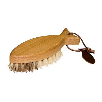 Redecker Gemüsebürste Fischform Holz mit Lederband Bucholz Größe 15cm