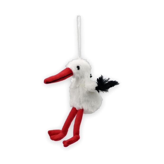 Kuscheltier Schmusetier Plüsch weißer Storch roter Schnabel 11 cm