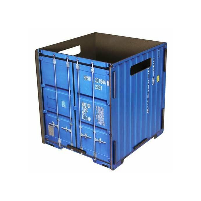 Werkhaus Papierkorb Holz Container blau Mülleimer Abfalleimer