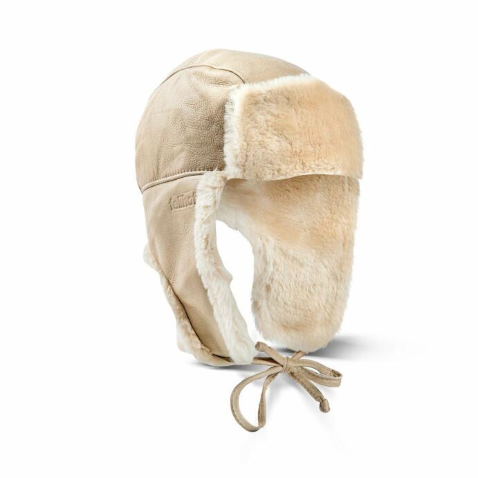 Lammfell-Mütze Leder-Haube Größe 52-62 beige Yukon Damen und Herren