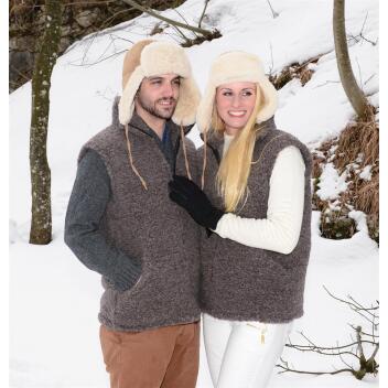 Wollweste Lammwolle Winterweste ärmellos...