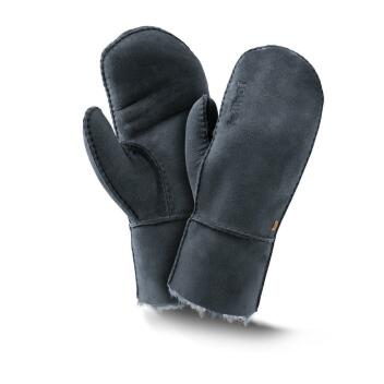 Fellhof Fäustlinge Handschuh Lammfell Leder 6-11 nachtblau Trend Unisex