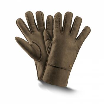Fellhof Finger-Handschuhe Lammfell Leder 6-11 walnuss...