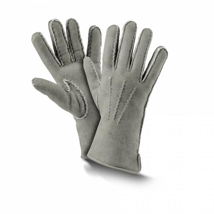 Fellhof Fingerhandschuhe Leder-Handschuh 6,5-8 grau Premium Damen