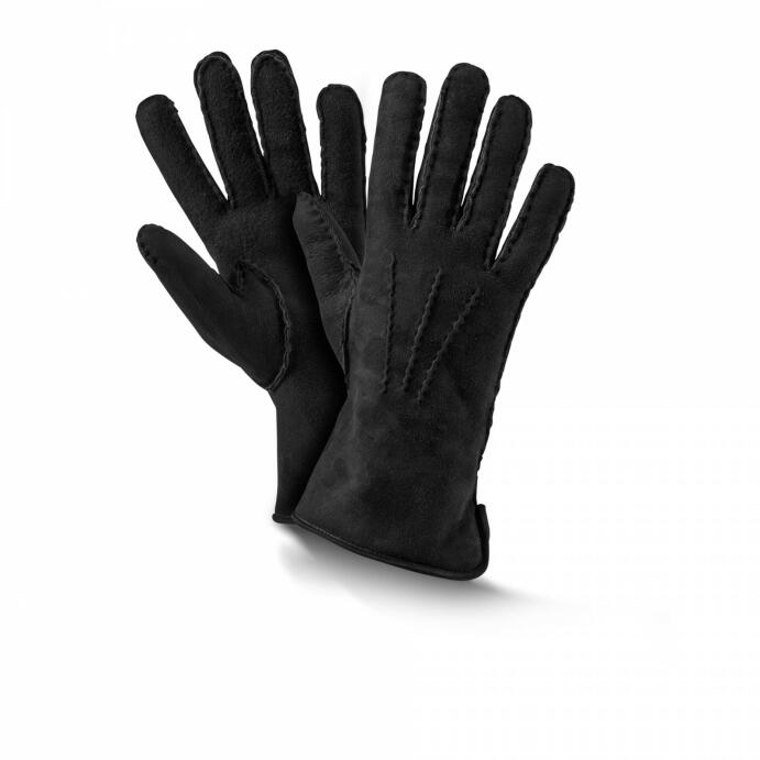 Fellhof Fingerhandschuhe Leder-Handschuh 6,5-8 schwarz Premium Damen