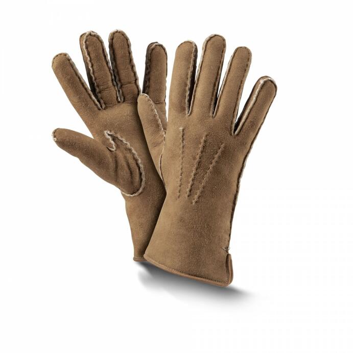 Fellhof Fingerhandschuhe Leder-Handschuh 6,5-8 taupe Premium Damen