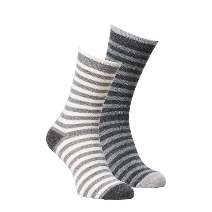 Alpaka-Socken gestreift Woll-Socken 35-46 grau 2er Pack Unisex