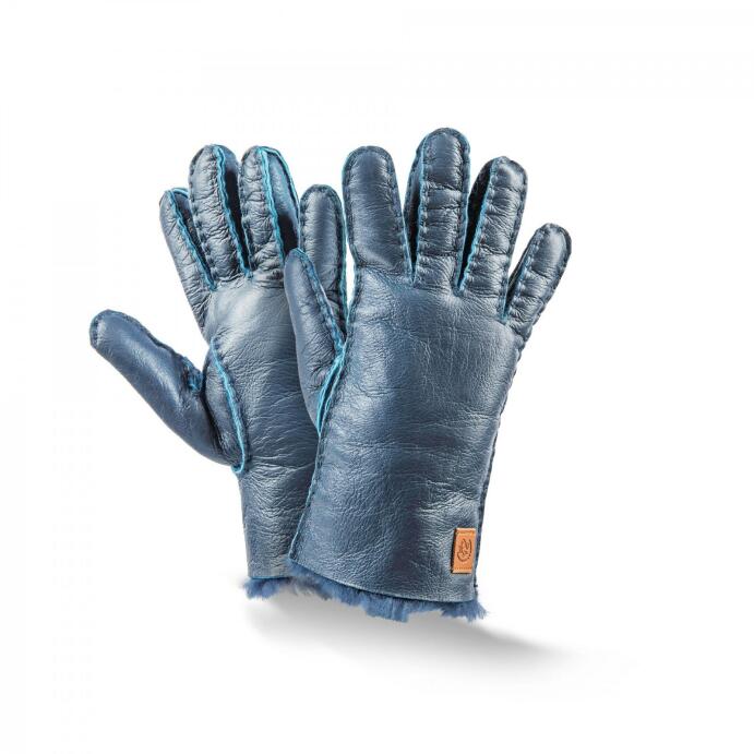 Lammfell Kinder-Handschuhe Leder-Handschuh 4-5,5 blau Trend Kids