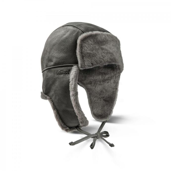 Lammfell-Mütze Leder-Haube Größe 56 grau Yukon Damen und Herren