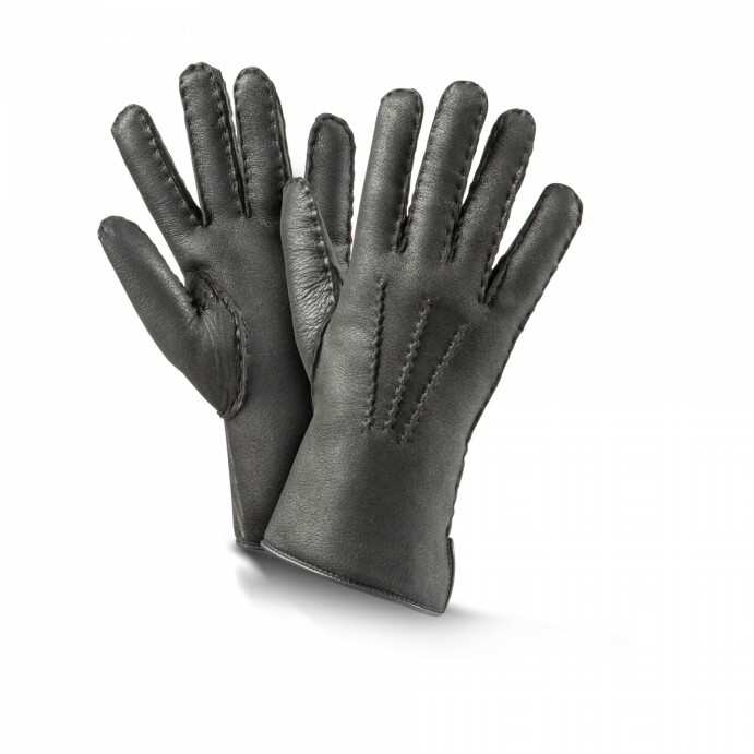 Lammfell Finger-Handschuhe Leder-Handschuh Größe 7,5 schwarz Nappalan Damen