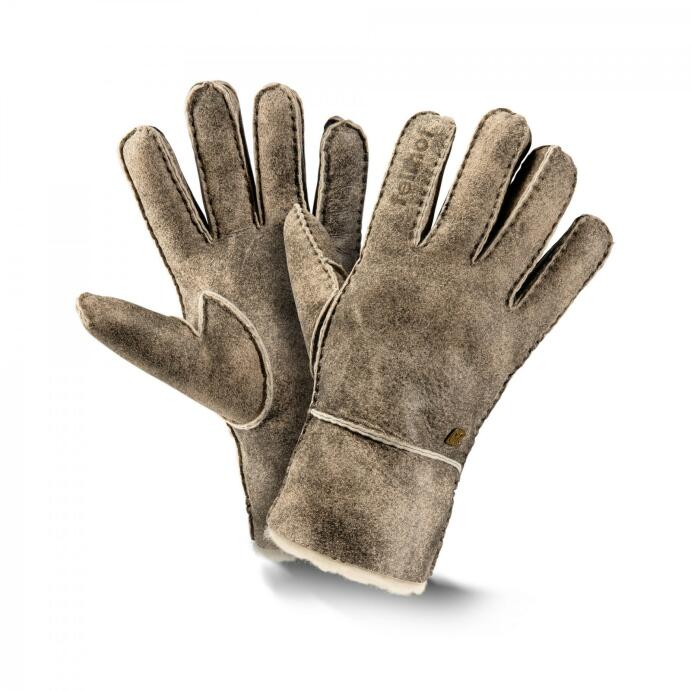 Fellhof Finger-Handschuhe Lammfell Leder 11 retro Trend Unisex