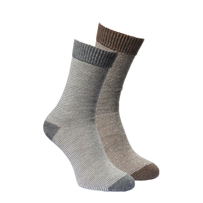 Alpaka-Socken Linea Woll-Socken 39/42 braun grau 2er Pack Unisex