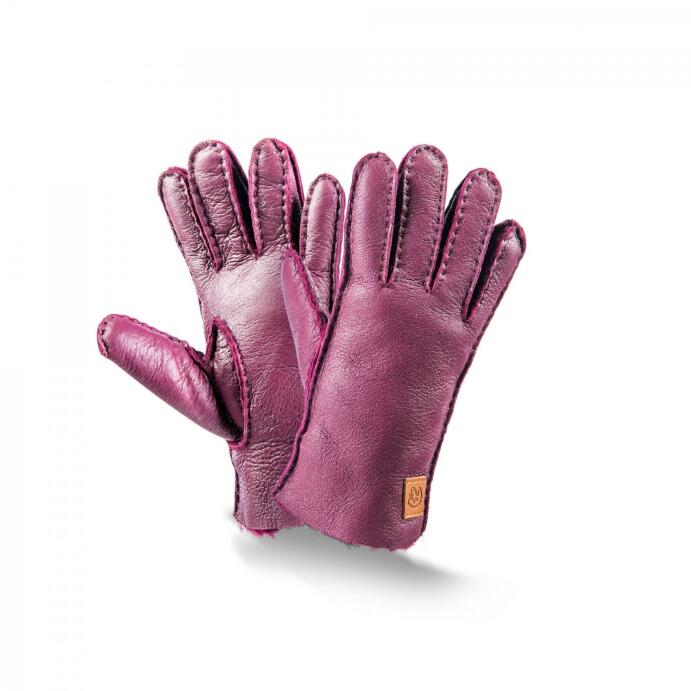 Lammfell Kinder-Handschuhe Leder-Handschuh 4,5 violett Trend Kids