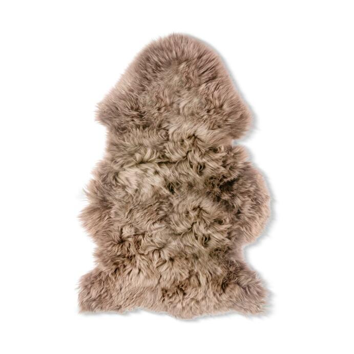 Lammfell Deko-Fell Unterlage Vorleger langwollig taupe 90-100 cm