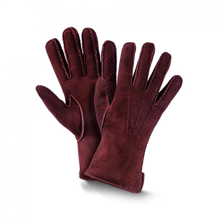 Fellhof Fingerhandschuhe Leder-Handschuh 6,5 bordeaux Premium Damen