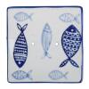 Redecker Seifenunterlage Fische Keramik quatratisch blau weiß Ablage
