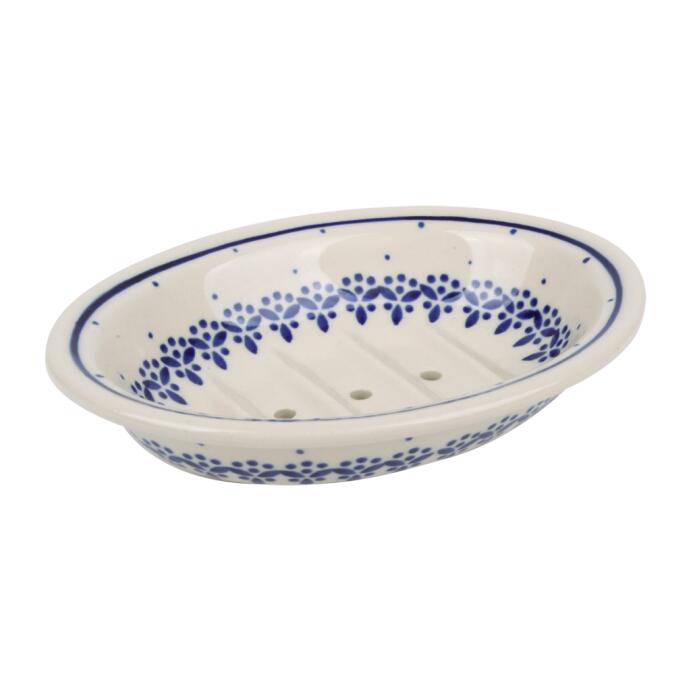 Redecker Bunzlauer Keramik-Seifenschale blaues Muster Seifenablage