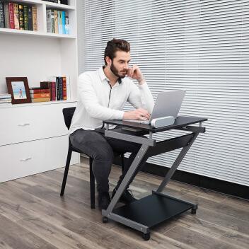 Möbel mobiler Schreibtisch Computertisch platzsparend Schwarz