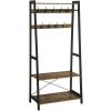 Garderobe Kleiderständer Flurregal 9 Haken Vintage Metallgestell Braun