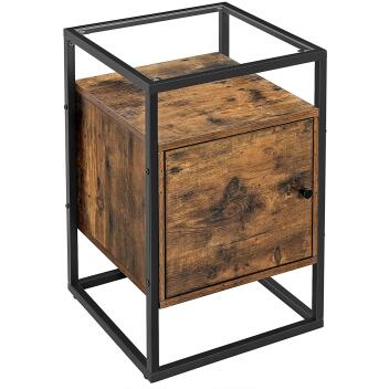 Nachttisch Beistelltisch Sofa Glasplatte und Tür vintage dunkelbraun