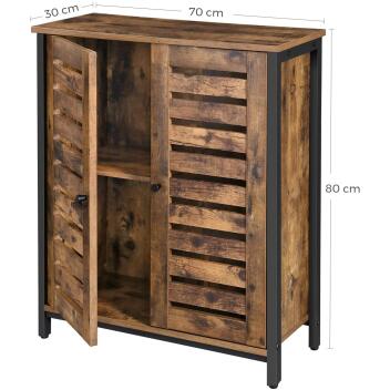 Sideboard Badezimmer mit 2 Lamellentüren Kommode vintagebraun-schwarz