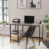 Computertisch Schreibtisch Homeoffice mit 2 Regalebenen Greige-schwarz