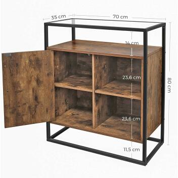 Sideboard Konsolentisch Küche mit Glasoberfläche dunkelbraun-schwarz