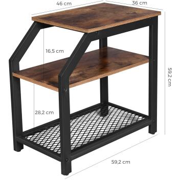 Beistelltisch Couchtisch Nachttisch mit Gitterablage braun-schwarz