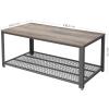 Beistelltisch Couchtisch Sofa mit Gitterablage Holzoptik greige-grau