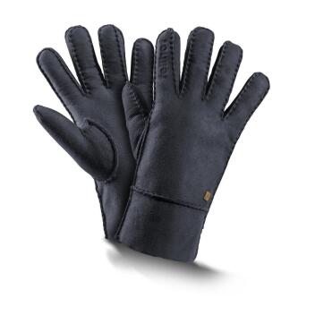 Fellhof Finger-Handschuhe Lammfell Leder 9 nachtblau Trend Unisex