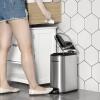 Mülleimer 10 Liter|silber|Abfalleimer fürs Bad|schmaler Treteimer