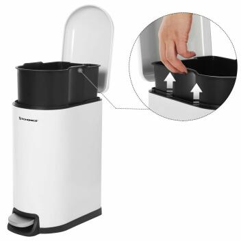 Mülleimer 10 Liter|weiß|Abfalleimer Bad|schmaler Treteimer|Inneneimer