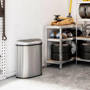 Mülleimer 70 Liter|automatischer Abfalleimer|Mülltrenner 2x35 L|Silber