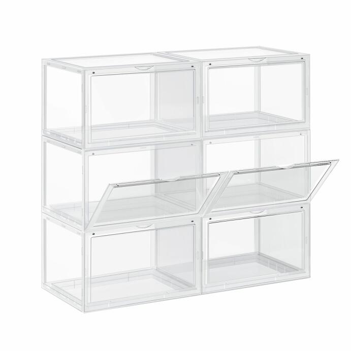 Schuhboxen|6 Stück|bis Größe 46|Transparent|Stapelbar|Durchsichtig