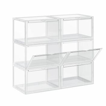 Schuhboxen|6 Stück|bis Größe 46|Transparent|Stapelbar|Durchsichtig