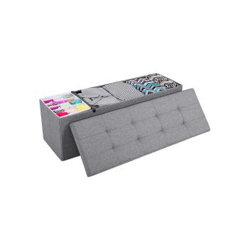 Sitzbank mit Stauraum|110cm|Hellgrau|Sitztruhe|gepolsterte Sitzbank