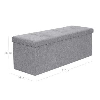 Sitzbank mit Stauraum|110cm|Hellgrau|Sitztruhe|gepolsterte Sitzbank