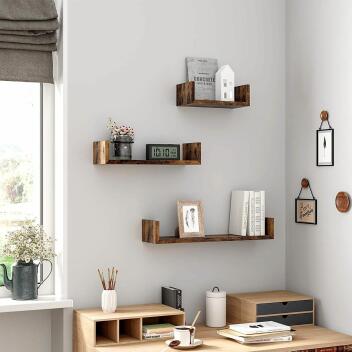 Wandregale in U-Form|3er Set|Schweberegal im Vintage Stil|Wandmontage