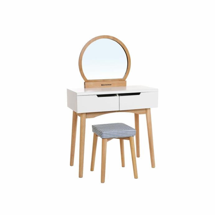 Schlichter Schminktisch|Weiß-Natur|Kosmetiktisch|Frisiertisch|Holz