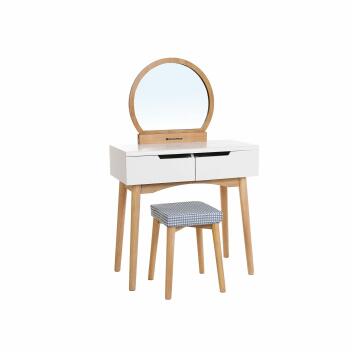 Schlichter Schminktisch|Weiß-Natur|Kosmetiktisch|Frisiertisch|Holz