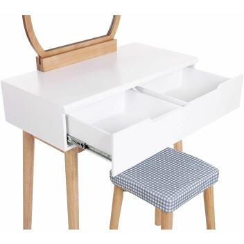 Schlichter Schminktisch|Weiß-Natur|Kosmetiktisch|Frisiertisch|Holz