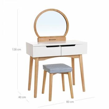 Schlichter Schminktisch|Weiß-Natur|Kosmetiktisch|Frisiertisch|Holz