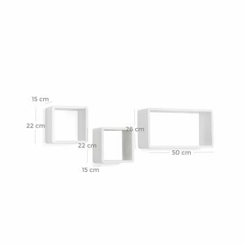 Würfelförmige Wandregal|3er Set|Weiß|Cube Regal|Schweberegal|15 cm