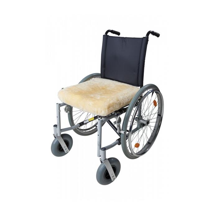 Fellhof Rollstuhl-Sitzkissen Memory Lammfell 40x42x5cm Oeko-Tex