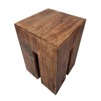 Sitzhocker Sitzwürfel Quadratischer Hocker Blumensäule Mangoholz