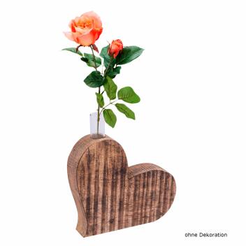 Tischdeko Herzen 3-teilig Blumenvase Hochzeitsdeko Mangoholz massiv