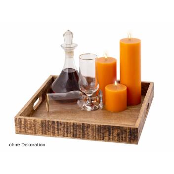 Holztablett Servierbrett Deko Tablett eckig Vintage Mangoholz massiv
