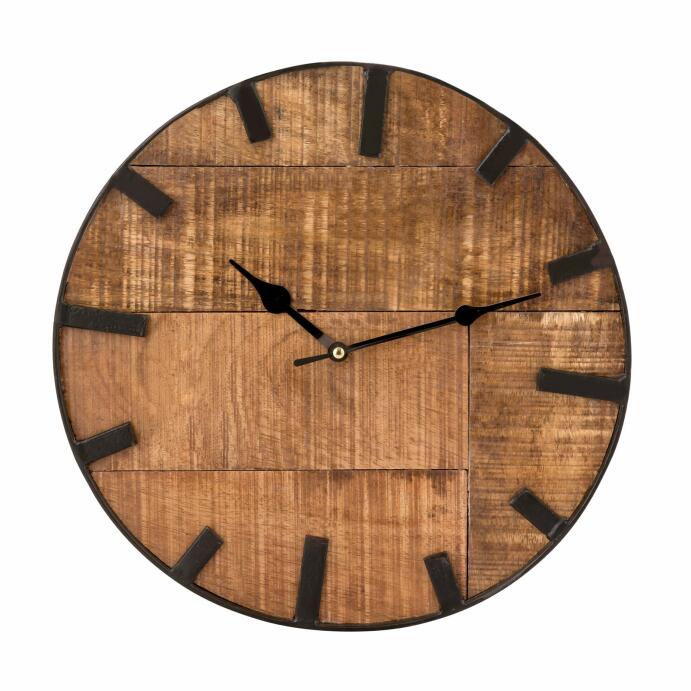 Wanduhr Wohnzimmeruhr aus Holz rund Vintage lautlos aus Mangoholz