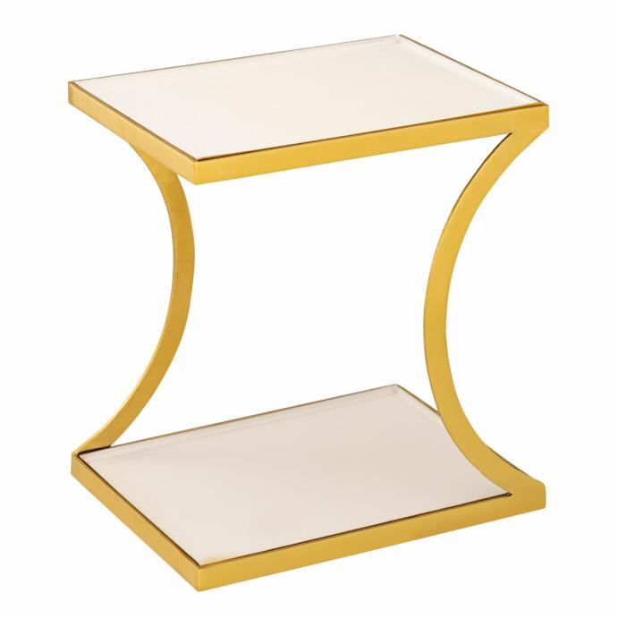 Beistelltisch Dekotisch eckig Sofatisch Tisch Metall gold Emaille